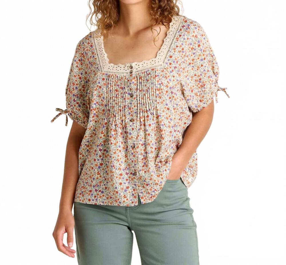 NEW TOAD&CO manzana peasant shirt in salt print